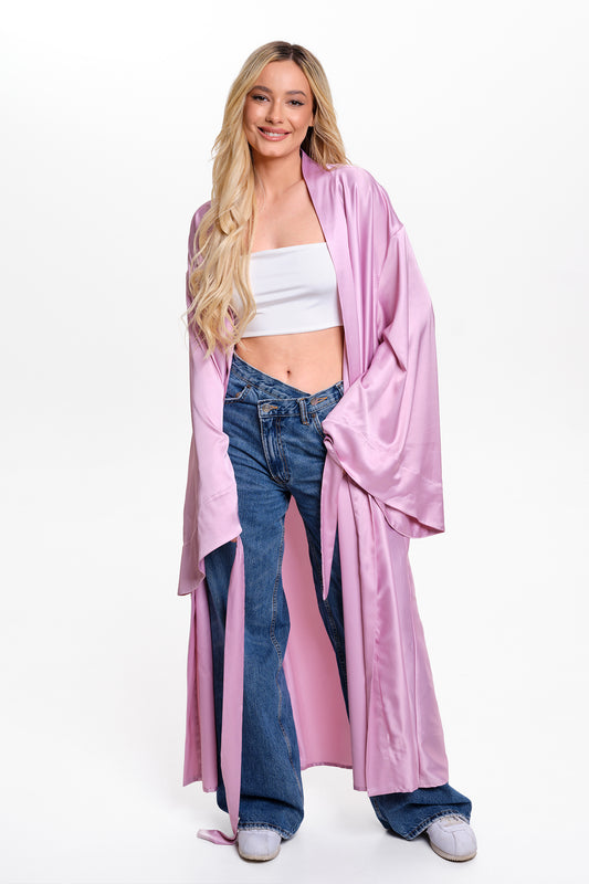 Blush Satin Long Kaftán