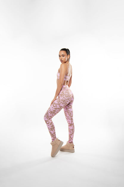 PINK-BROWN CAMOUFLAGE LEGGINGS