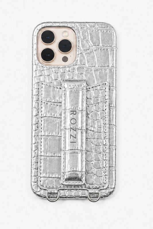 SILVER CROCO POUCH SZETT